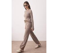 Wovcor 2-Piece Ribbed Knit Set With Thumbhole Sleeve Detail In Light Brown Light Brown