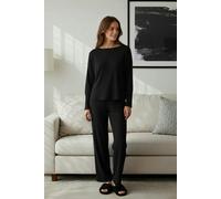 WOVCOR 2-Piece Ribbed Long-Sleeve Pajama Set - Black - L