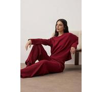 WOVCOR 2-Piece Ribbed Long-Sleeve Pajama Set - Burgundy - M