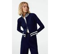 Wovcor 2-Piece Set Zip-Up Knit Cardigan & Wide Leg Pants In Navy Navy