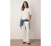 WOVCOR 2-Piece Short Sleeve Crew Neck Relaxed Fit Stretch Knit Top & Pants Set - White - XS