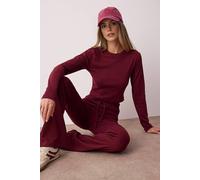 Wovcor 2-Piece Slim Fit Knit Top & Pants Set In Burgundy Burgundy