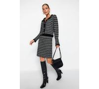 Wovcor 2-Piece Soft Texture Knit Cardigan & Skirt Set In Black Black M