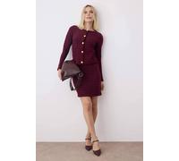 Wovcor 2-Piece Soft Texture Knit Cardigan & Skirt Set In Burgundy Burgundy