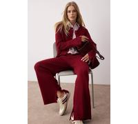 Wovcor 2-Piece Soft Texture Knit Sweater & Wide Leg Pants Set In Burgundy Burgundy
