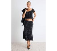 Wovcor 2-Piece Sweetheart Neck Tie Detail Fitted Midi Co-Ord In Black Black