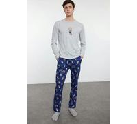 WOVCOR 2-Piece Teddy Bear Print Knit Pajama Set - Navy - S