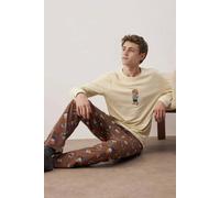 WOVCOR 2-Piece Teddy Bear Print Knit Pajama Set - Stone - S
