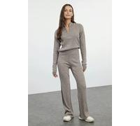WOVCOR 2-Piece Zip-Up Knit Top & Pants Set - Mink - L