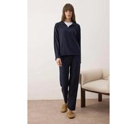 WOVCOR 2-Piece Zippered Soft Winter Waffle Knit Pajama Set - Navy - L