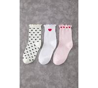 Wovcor 3 Pack Cotton Heart Jacquard Knit Crew Socks Multi
