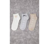 Wovcor 3 Pack Cotton Jacquard Knit Socks With Bow And Heart Motif Multi One Size