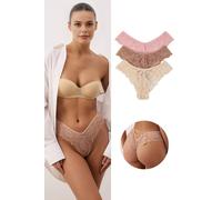 Wovcor 3 Pack Floral Lace Brazilian Briefs Set Multi