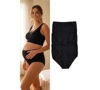 Wovcor 3 Pack High Waist Knitted Maternity Briefs Multipack In Black Black