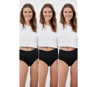 Wovcor 3 Pack Seamless High Waist Knitted Briefs In Black Black