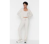 Wovcor 3-Piece Knit Cardigan, Top & Pants Set In Beige Beige S