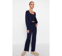 Wovcor 3-Piece Knit Cardigan, Top & Pants Set In Navy Navy