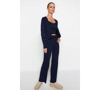 WOVCOR 3-Piece Knit Cardigan, Top & Pants Set - Navy - S