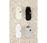 Wovcor 4-Pack Cotton Embroidered Jacquard Knit Ankle Socks Multi