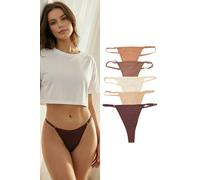 WOVCOR 5-Pack Adjustable Waist Ribbed Knit Thong Panties - Multi - XL