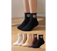 Wovcor 5 Pack Cotton Teddy Bear Knit Crew Socks Multi One Size