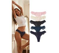 Wovcor 5 Pack Floral Lace Frill Trim Brazilian Briefs Set Multi