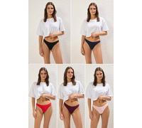 Wovcor 5 Pack Seamless High Leg Knitted Bikini Briefs Multi
