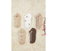 Wovcor 5 Pack Teddy Bear Knit Ankle Socks Multi