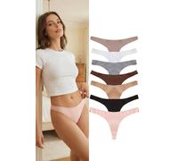 Wovcor 7 Pack Seamless Plain Thong Briefs Set Multi M