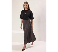 Wovcor A-Line Woven Maxi Skirt In Dark Grey Dark Grey