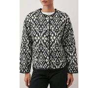 WOVCOR Abstract Pattern Quilted Look Basic Snap Button Jacket - Multi - 8