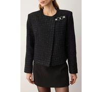 WOVCOR Accessory Closure Woven Glitter Tweed Jacket - Black - 6