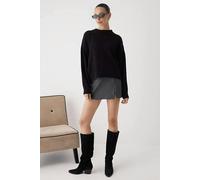 WOVCOR Alpaca Wool Blend Premium Oversize Knit Sweater - Black - S