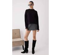 Wovcor Alpaca Wool Blend Premium Oversize Knit Sweater In Black Black S