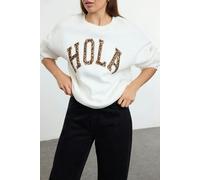 WOVCOR Animal Leopard Slogan Print Sweatshirt - White - M