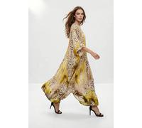 Wovcor Animal Print Oversized Kaftan Maxi Dress With Fluid Draped Fit Multi
