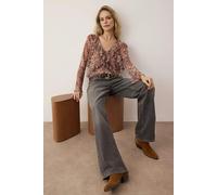 WOVCOR Animal Print Tulle Knit Blouse with Ruffled Tie Detail - Multi - S