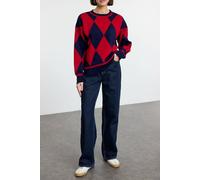 Wovcor Argyle Pattern Crew Neck Knitted Sweater Multi