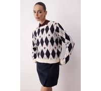 Wovcor Argyle Pattern Glitter Knit Crew Neck Jumper Multi
