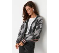 Wovcor Argyle Pattern Open-Front Soft Knit Cardigan Multi