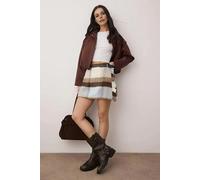 WOVCOR Argyle Pattern Woven Winter Mini Skirt with Belt Detail - Multi - 6
