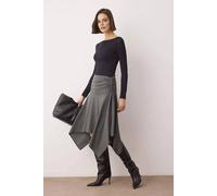 Wovcor Asymmetric Jacquard Knit Midi Skirt In Dark Grey Dark Grey M