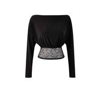 Wovcor Asymmetric Neck Lace Trim Detail Blouse In Black Black