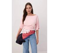 Wovcor Asymmetric Neck Regular Fit Soft Touch Knit Blouse In Pink Pink