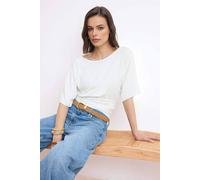 Wovcor Asymmetric Neck Regular Fit Soft Touch Knit Blouse In White White