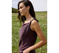 Wovcor Asymmetric Neck Sleeveless Fitted Blouse In Plum Plum