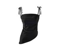 Wovcor Asymmetric Strappy Satin Party Blouse In Black Black