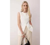 Wovcor Asymmetric Wrap Button Detail Sleeveless Vest In White White