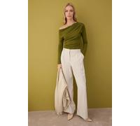 Wovcor Asymmetrical Drape Detail Knit Top With One-Shoulder Colla In Green Green