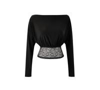 WOVCOR Asymmetrical Neckline Lace Trimmed Party Blouse - Black - 8